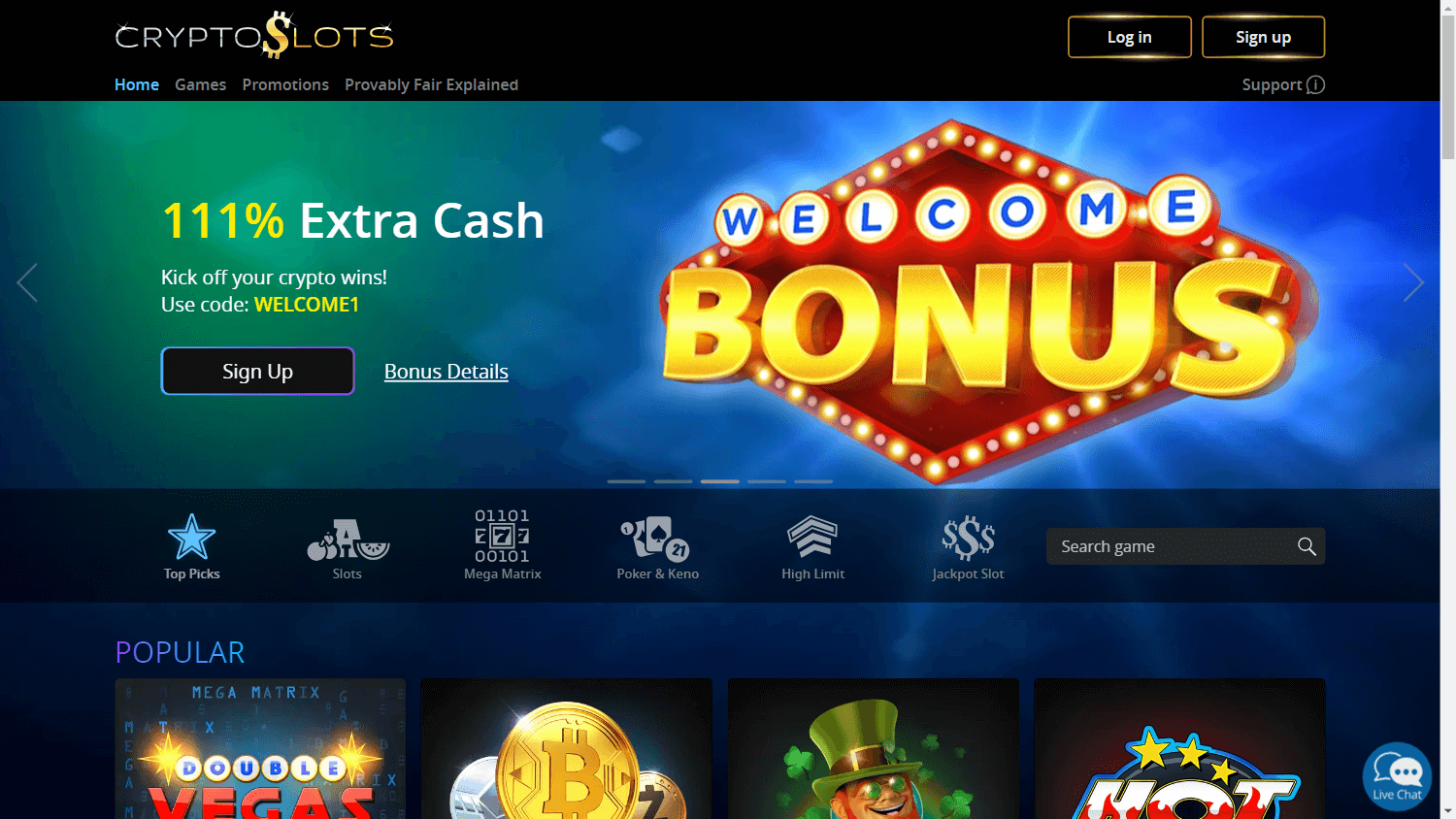CryptoSlots Casino Desktop screenshot
